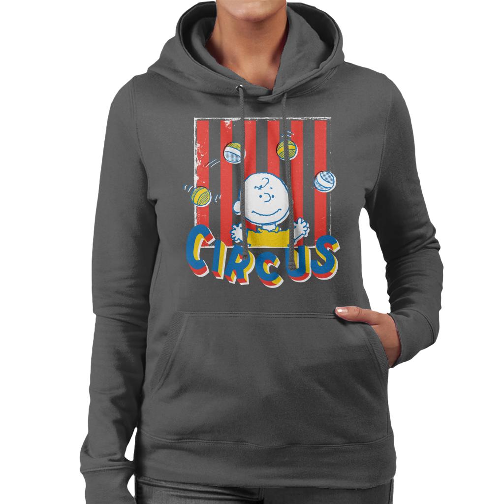 Peanuts Circus Juggling Charlie Brown Women's Hooded Sweatshirt-ALL + EVERY