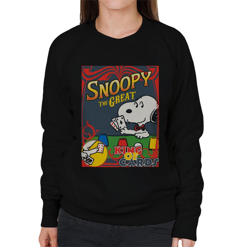 Peanuts Snoopy The Great King Of Cards Women's Sweatshirt-ALL + EVERY