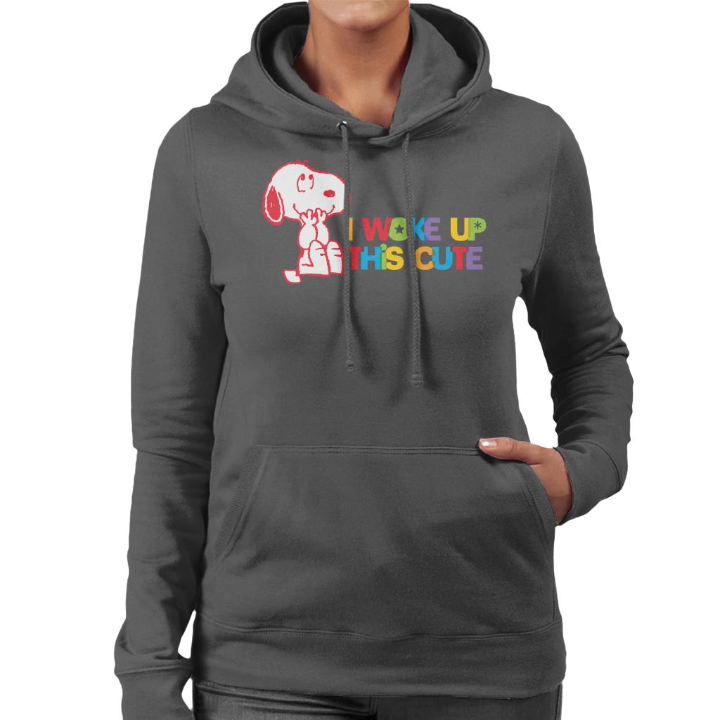 Peanuts I Woke Up This Cute Snoopy Women's Hooded Sweatshirt-ALL + EVERY