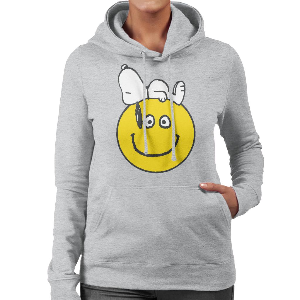 Peanuts-Snoopy-Lying-On-A-Smiley-Face-Womens-Hooded-Sweatshirt
