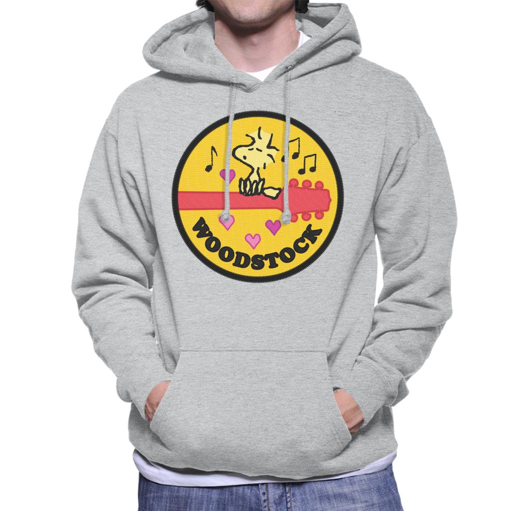 Peanuts-Woodstock-Perched-On-A-Guitar-Mens-Hooded-Sweatshirt