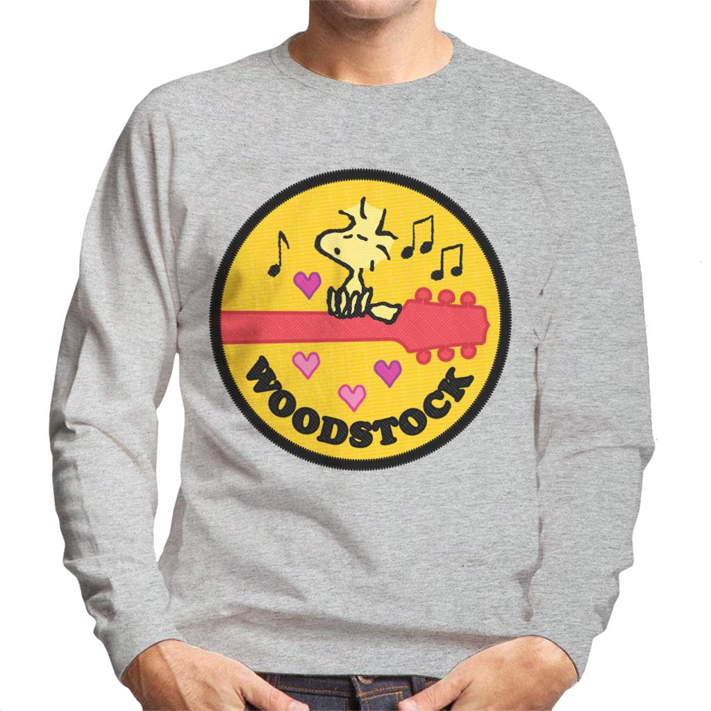 Peanuts-Woodstock-Perched-On-A-Guitar-Mens-Sweatshirt