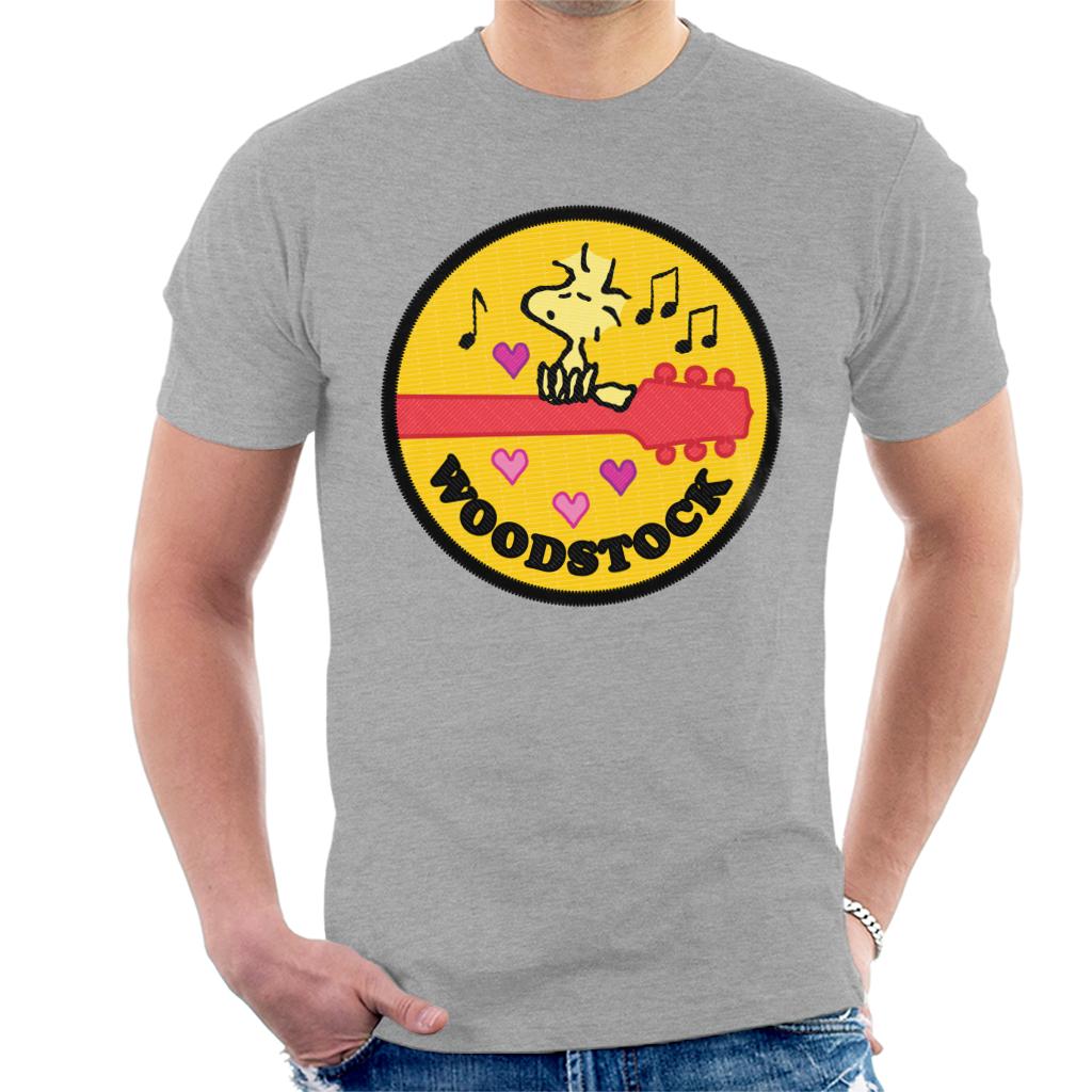 Peanuts-Woodstock-Perched-On-A-Guitar-Mens-T-Shirt