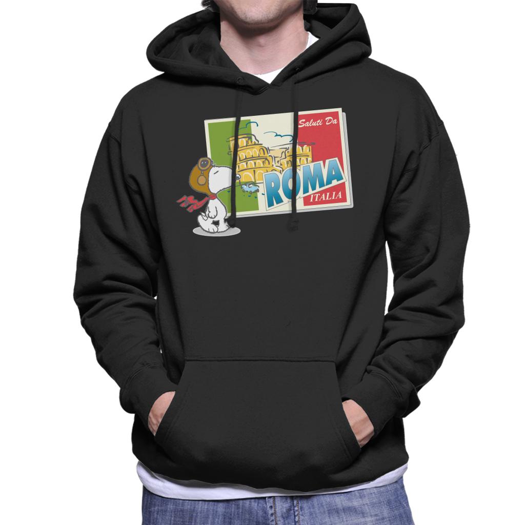 Peanuts-Snoopy-In-Roma-Italy-Mens-Hooded-Sweatshirt