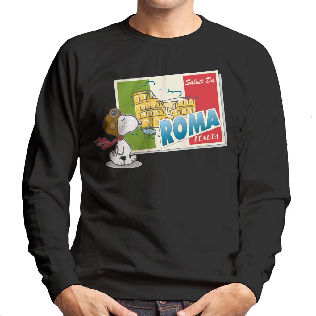 Peanuts-Snoopy-In-Roma-Italy-Mens-Sweatshirt