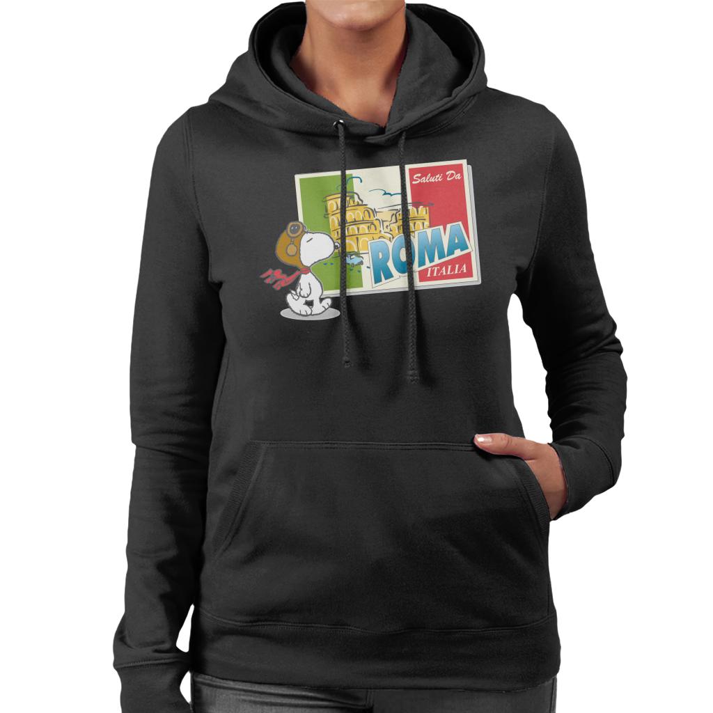 Peanuts-Snoopy-In-Roma-Italy-Womens-Hooded-Sweatshirt