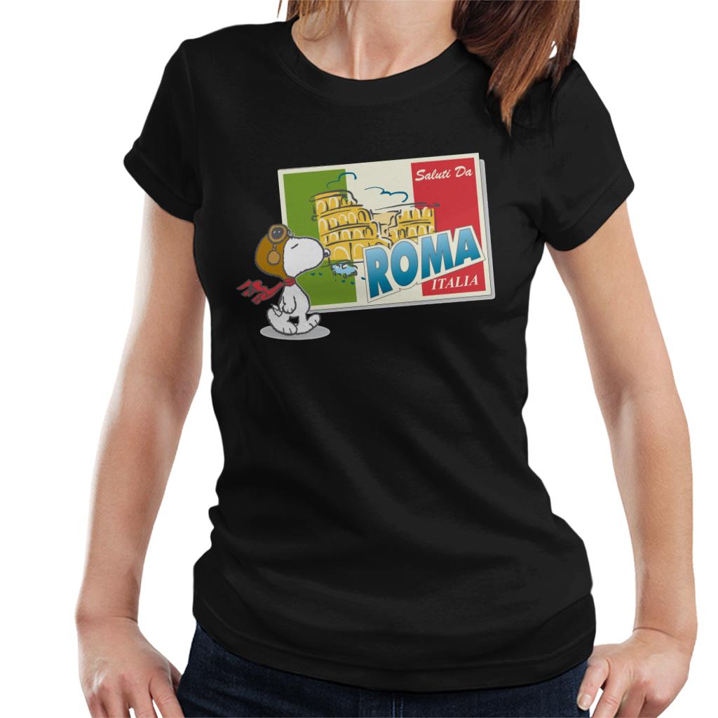 Peanuts-Snoopy-In-Roma-Italy-Womens-T-Shirt