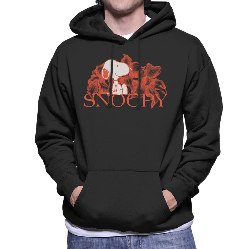 Peanuts-Snoopy-Flower-Sketch-Design-Mens-Hooded-Sweatshirt