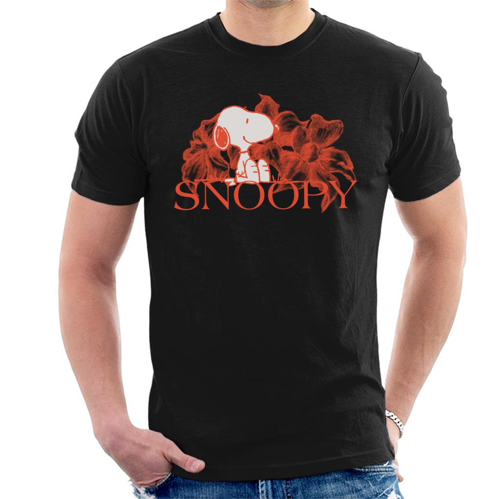 Peanuts-Snoopy-Flower-Sketch-Design-Mens-T-Shirt