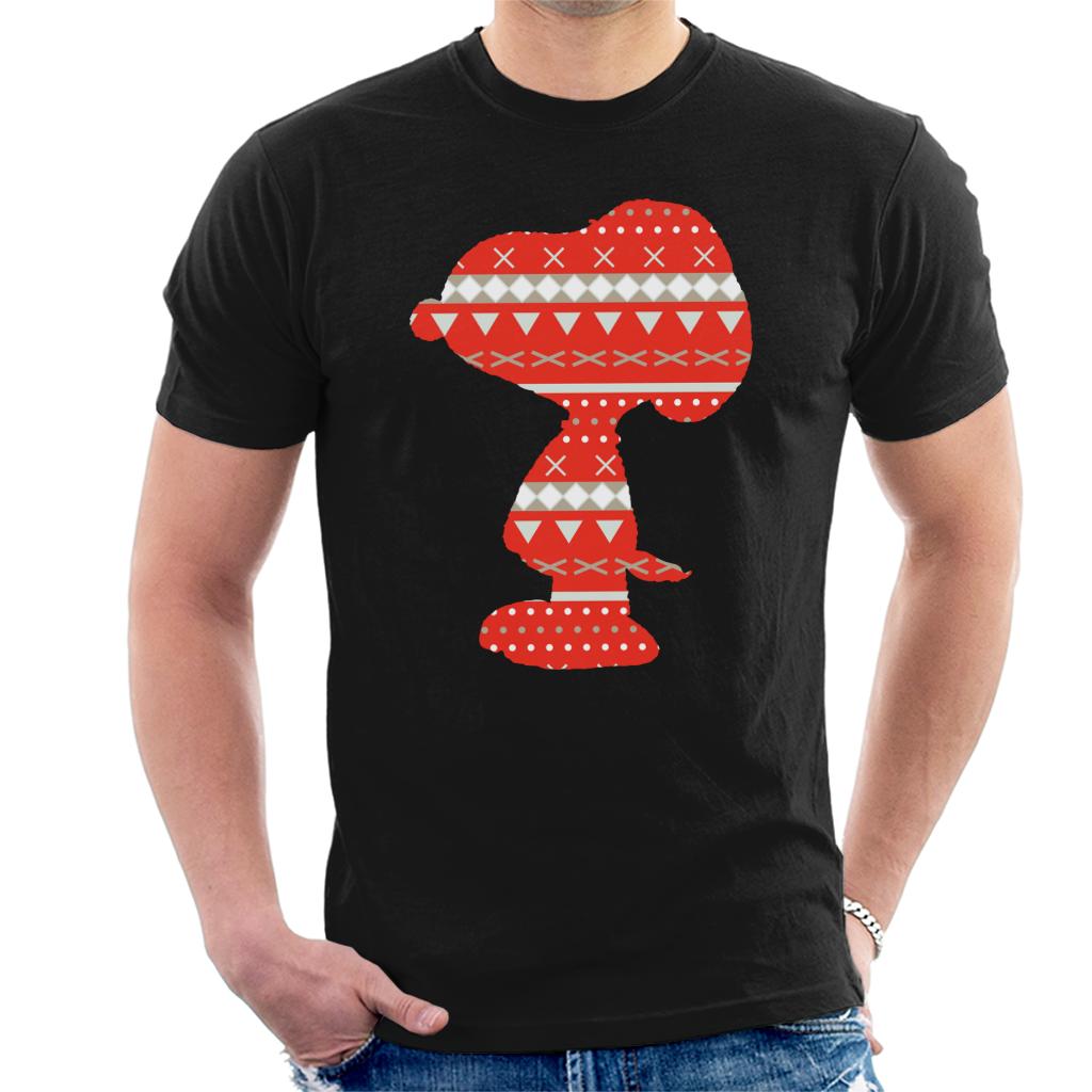 Peanuts-Snoopy-Red-Pattern-Silhouette-Mens-T-Shirt