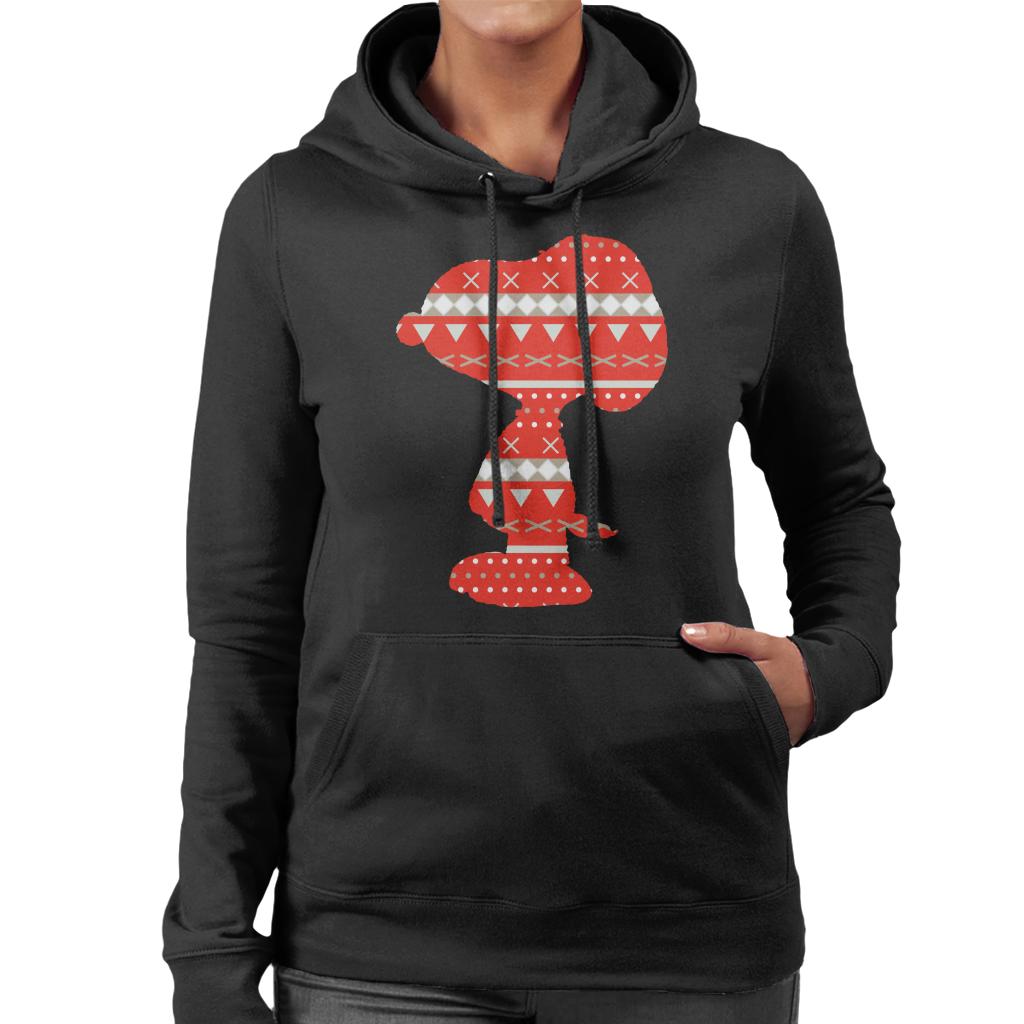 Peanuts-Snoopy-Red-Pattern-Silhouette-Womens-Hooded-Sweatshirt