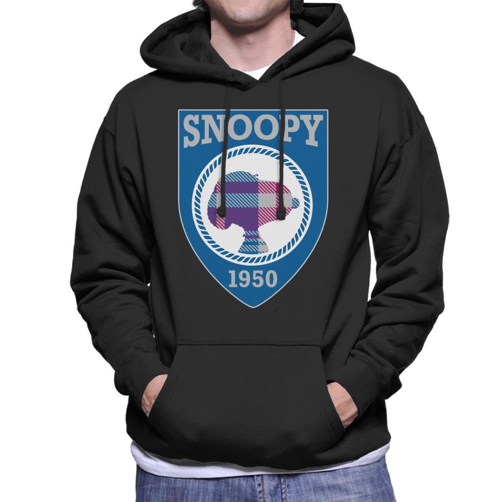 Peanuts-Snoopy-1950-Blue-Badge-Design-Mens-Hooded-Sweatshirt