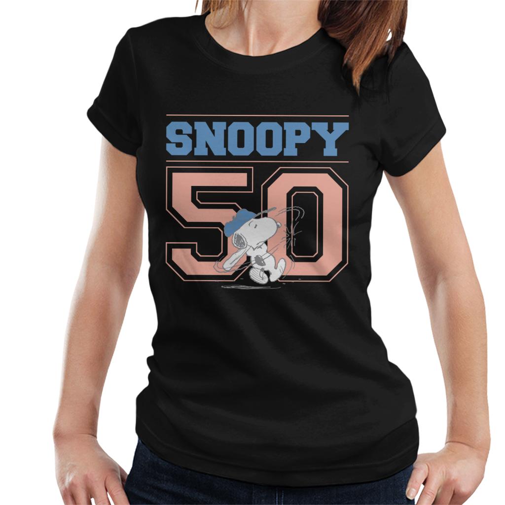 Peanuts-Snoopy-50-Baseball-Swing-Womens-T-Shirt