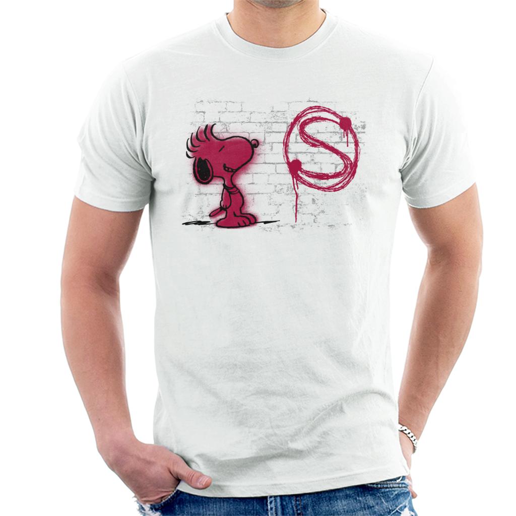 Peanuts-Snoopy-Red-S-Graffiti-Mens-T-Shirt