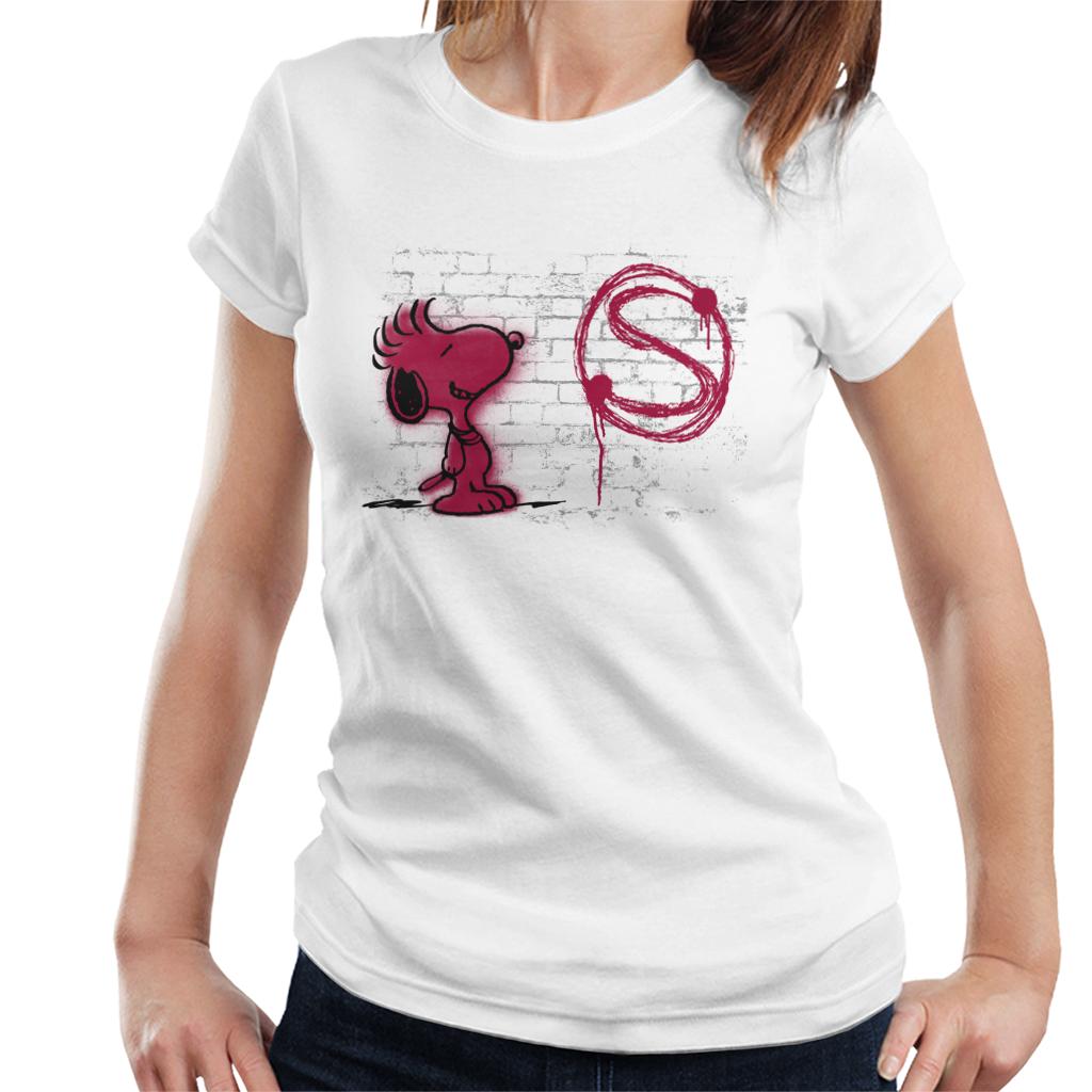 Peanuts-Snoopy-Red-S-Graffiti-Womens-T-Shirt