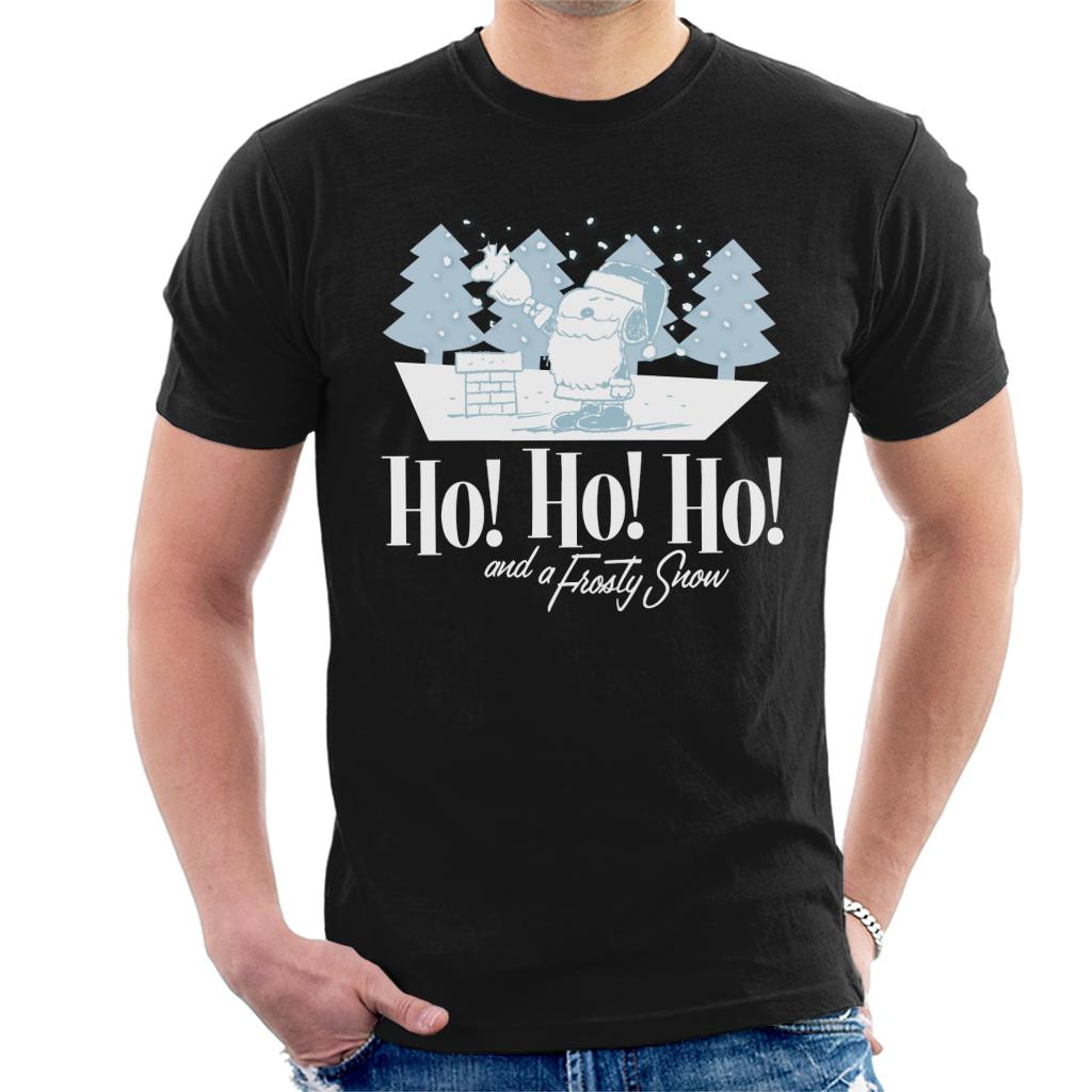 Peanuts Christmas Snoopy Ho Ho Ho And A Frosty Snow Men's T-Shirt-ALL + EVERY