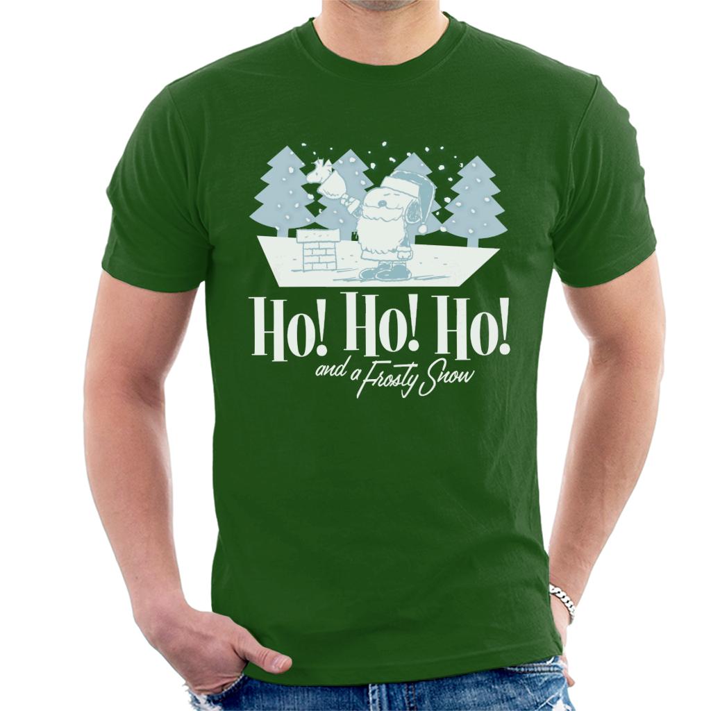 Peanuts Christmas Snoopy Ho Ho Ho And A Frosty Snow Men's T-Shirt-ALL + EVERY