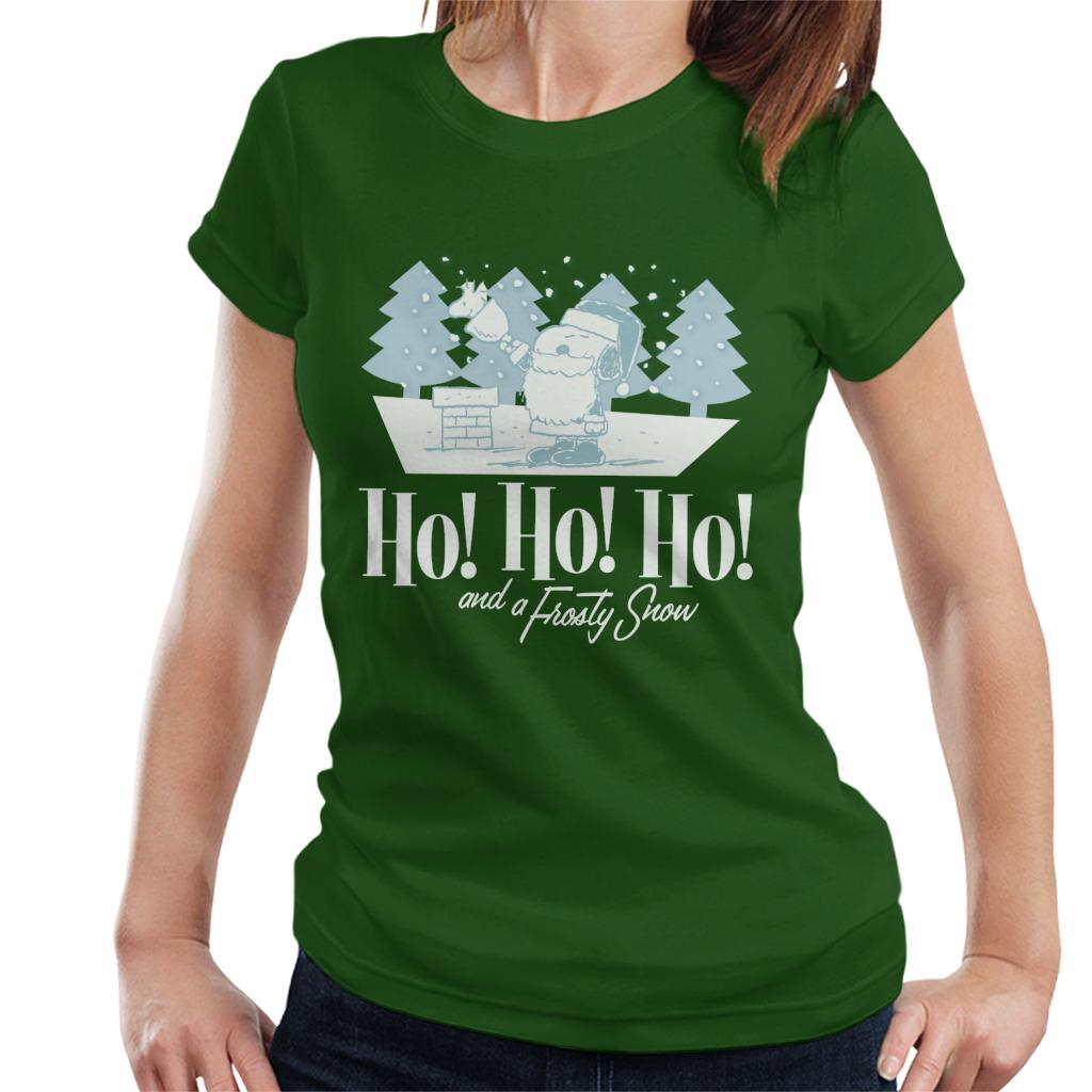 Peanuts Christmas Snoopy Ho Ho Ho And A Frosty Snow Women's T-Shirt-ALL + EVERY