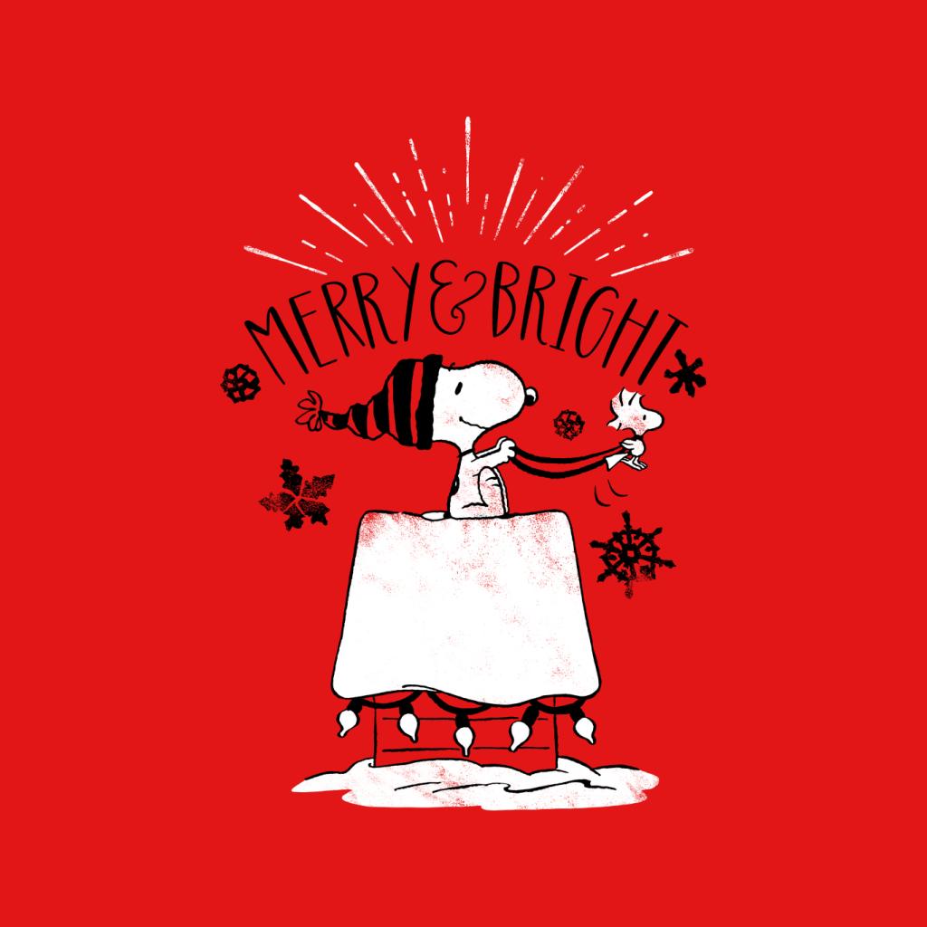 Peanuts Christmas Snoopy And Woodstock Merry And Bright Men's Sweatshirt-ALL + EVERY