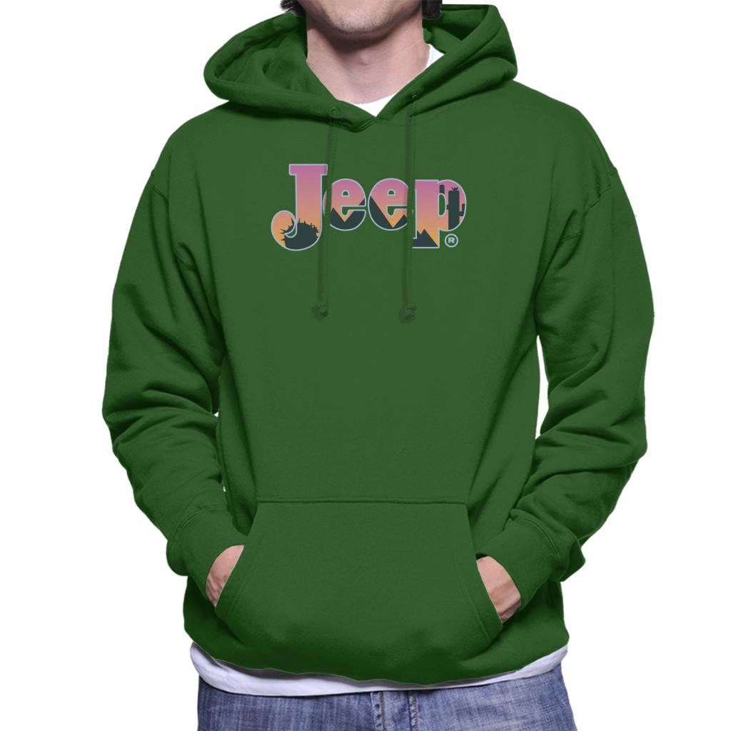 Jeep Desert Sunset Silhouette Logo Men's Hooded Sweatshirt-ALL + EVERY