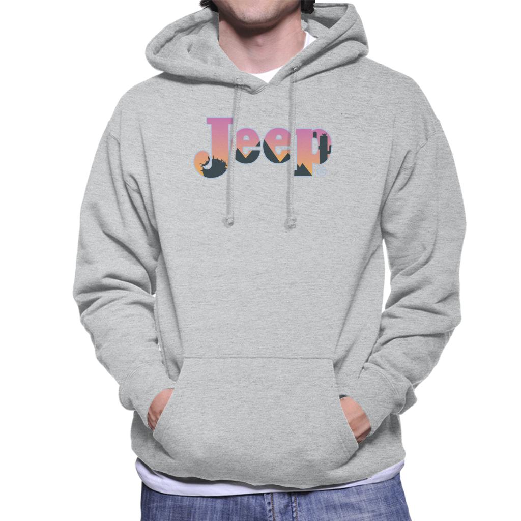 Jeep Desert Sunset Silhouette Logo Men's Hooded Sweatshirt-ALL + EVERY