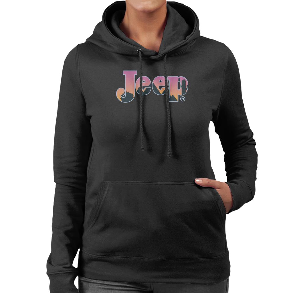 Jeep Desert Sunset Silhouette Logo Women's Hooded Sweatshirt-ALL + EVERY