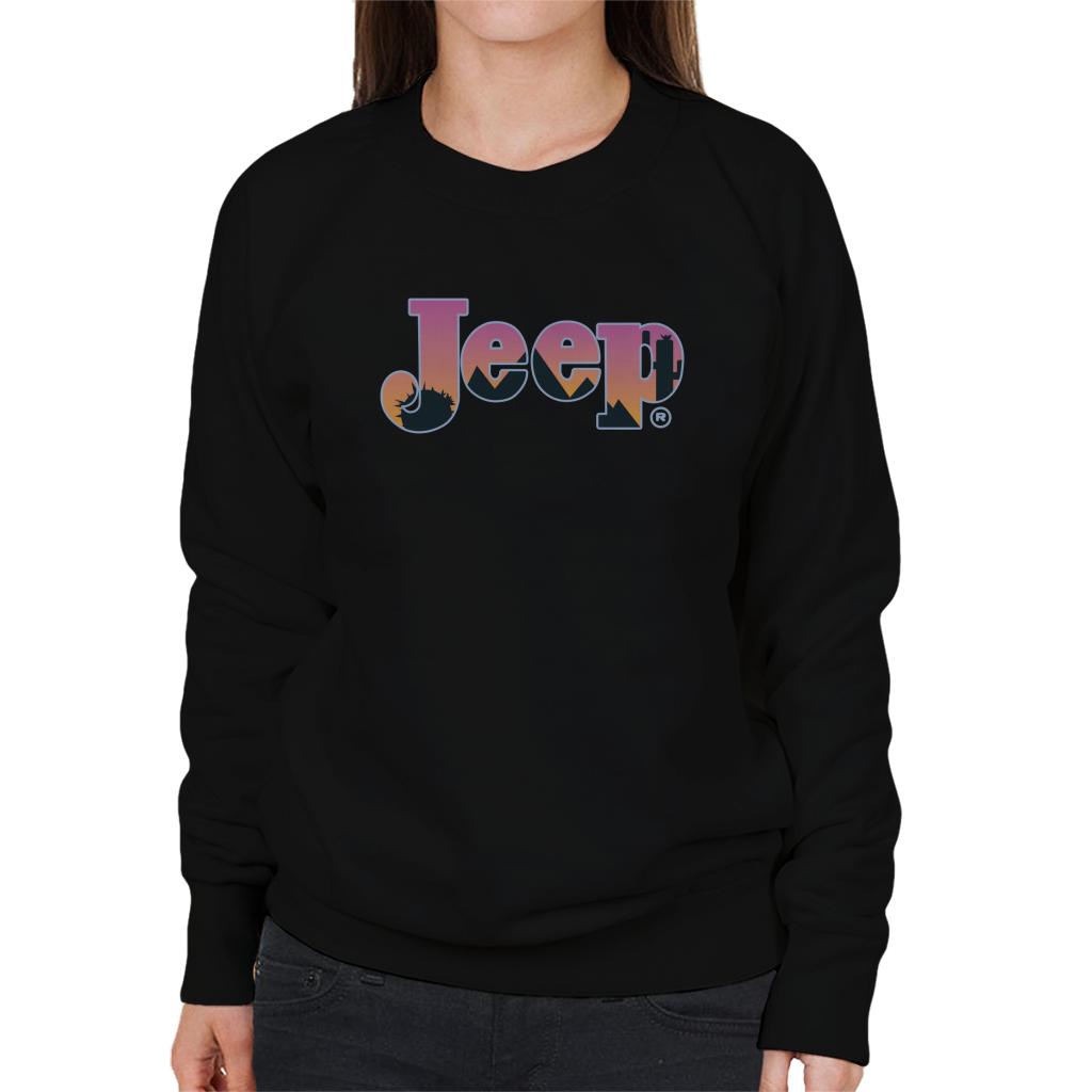 Jeep Desert Sunset Silhouette Logo Women's Sweatshirt-ALL + EVERY