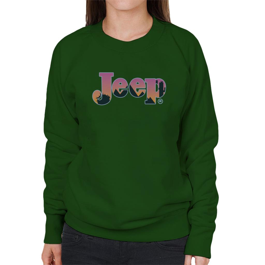 Jeep Desert Sunset Silhouette Logo Women's Sweatshirt-ALL + EVERY