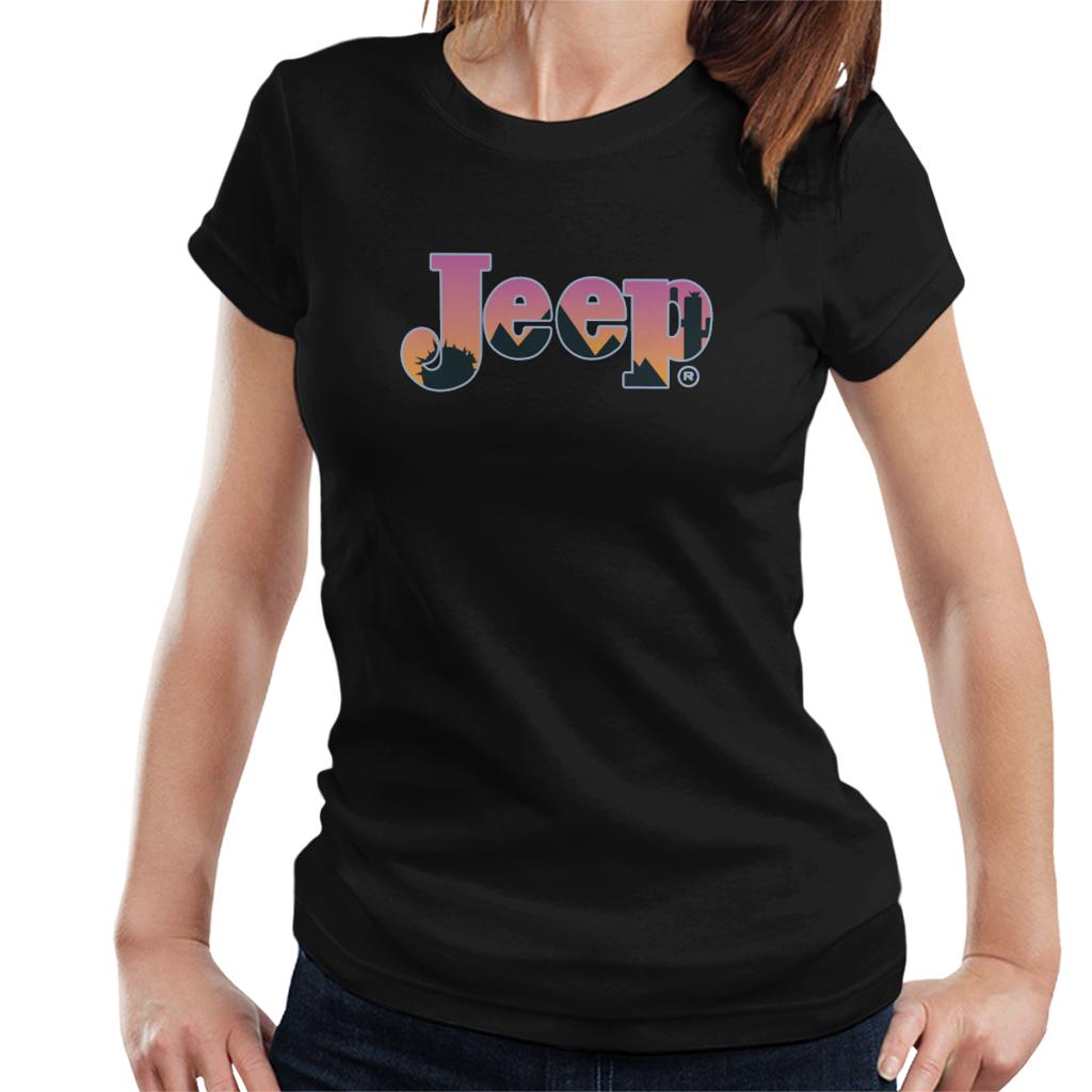 Jeep Desert Sunset Silhouette Logo Women's T-Shirt-ALL + EVERY