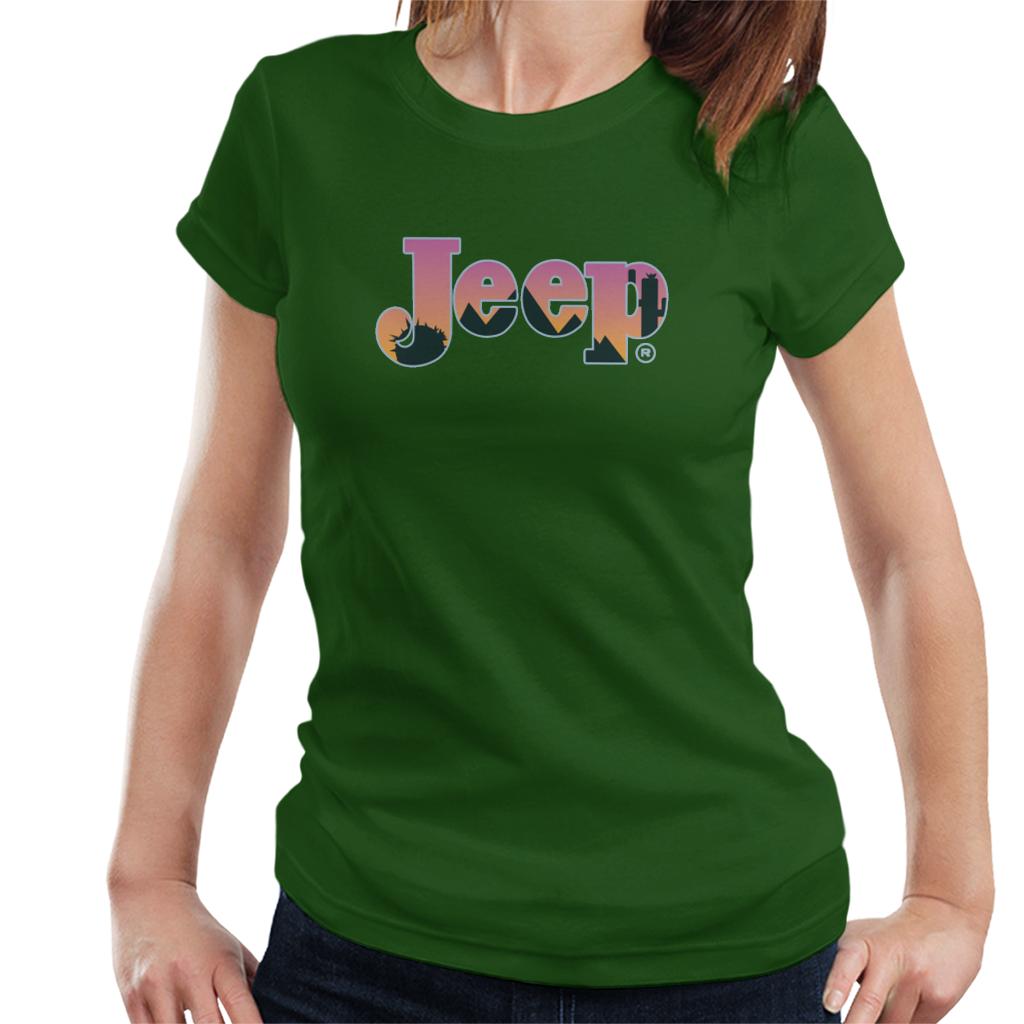 Jeep Desert Sunset Silhouette Logo Women's T-Shirt-ALL + EVERY