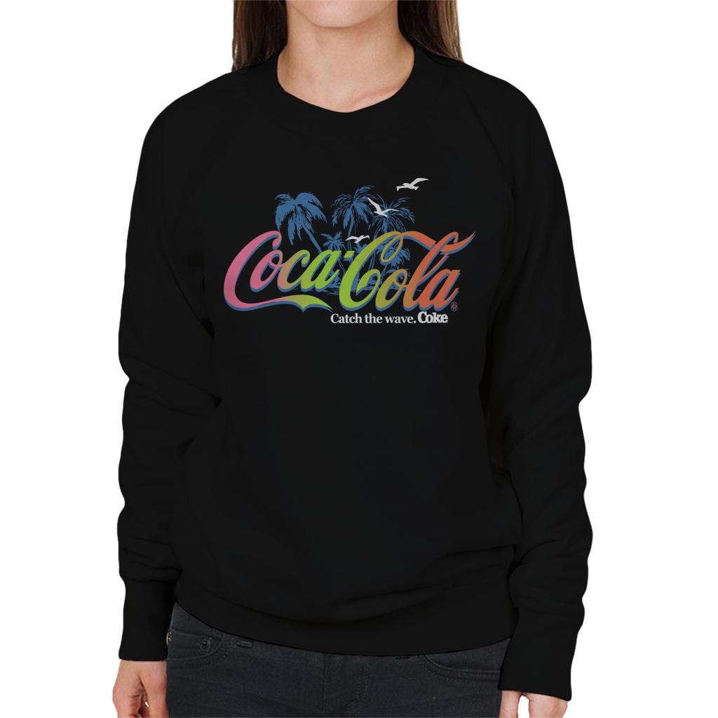 Coca-Cola-Palm-Tree-Logo-Catch-The-Wave-Womens-Sweatshirt