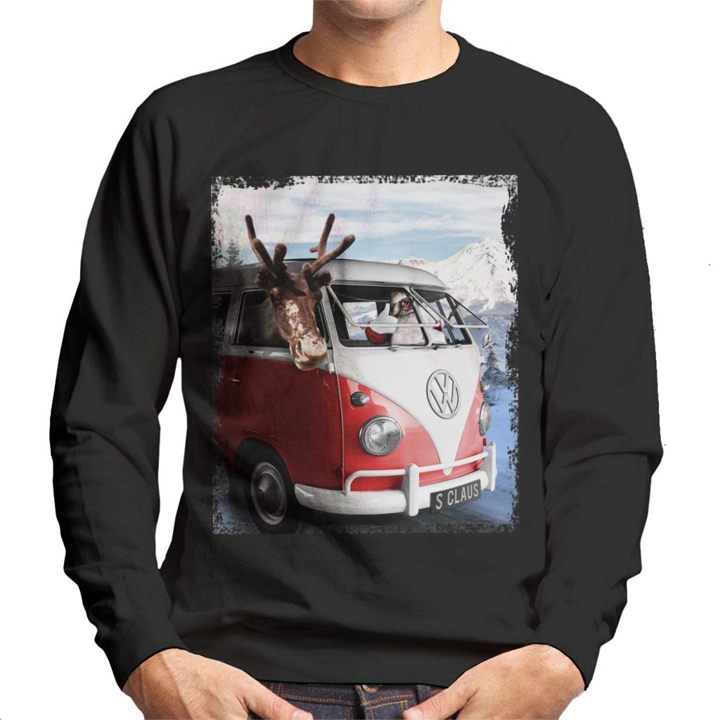 Volkswagen Christmas Camper Van Santa Claus And Reindeer Men's Sweatshirt-ALL + EVERY