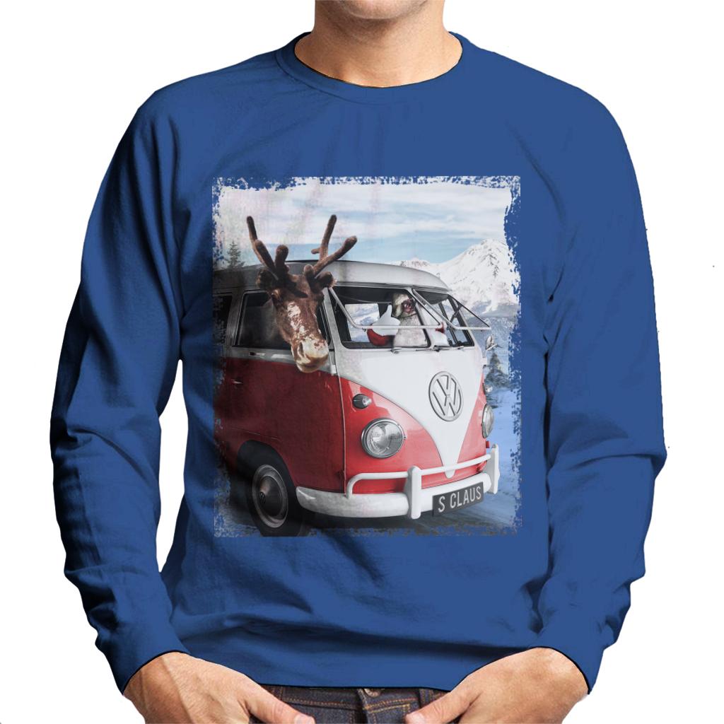 Volkswagen Christmas Camper Van Santa Claus And Reindeer Men's Sweatshirt-ALL + EVERY