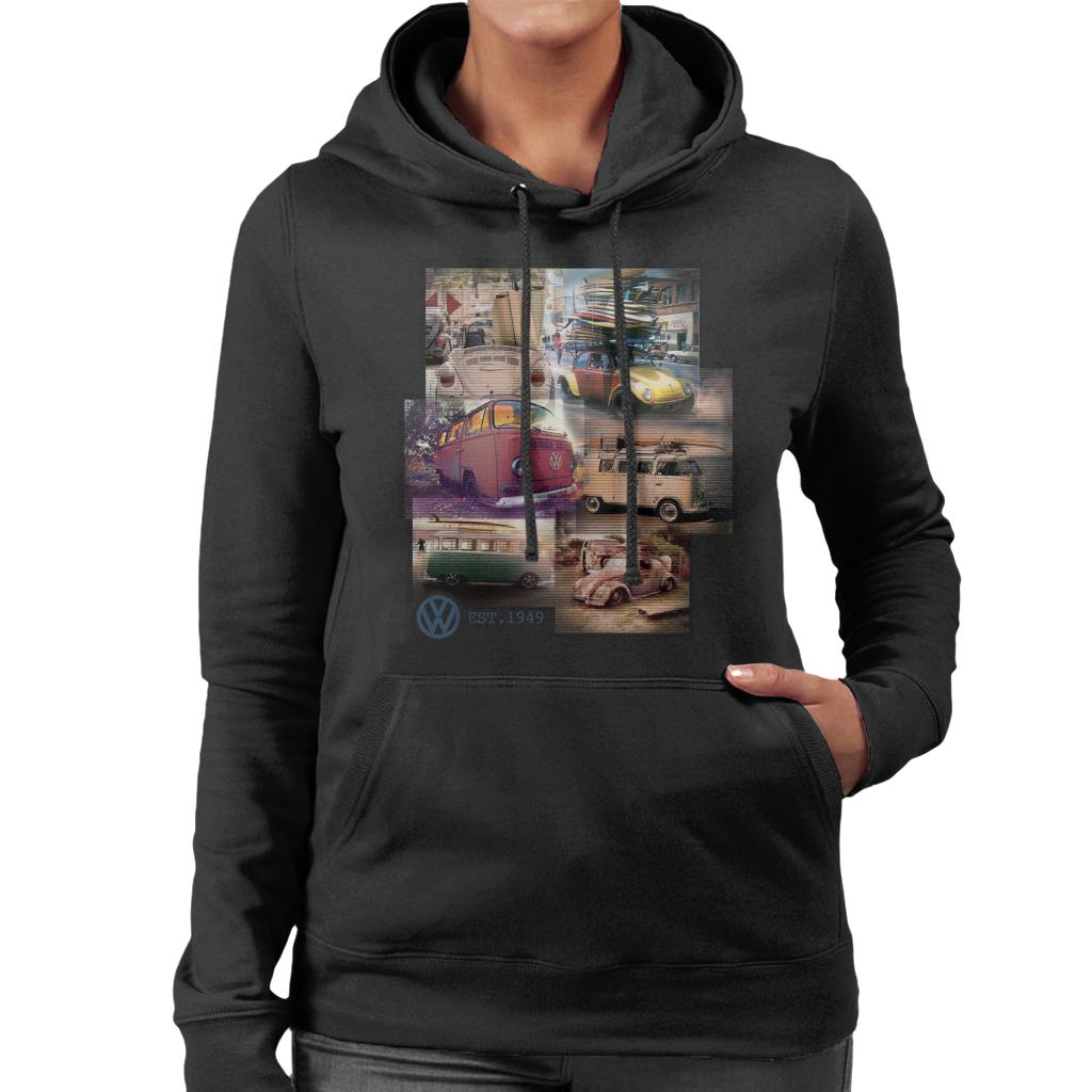 Volkswagen-Montage-Of-Campervan-And-Beetle-Womens-Hooded-Sweatshirt