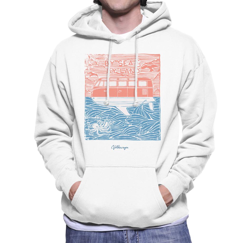 Volkswagen-By-Sea-And-Land-Classic-Campervan-Mens-Hooded-Sweatshirt