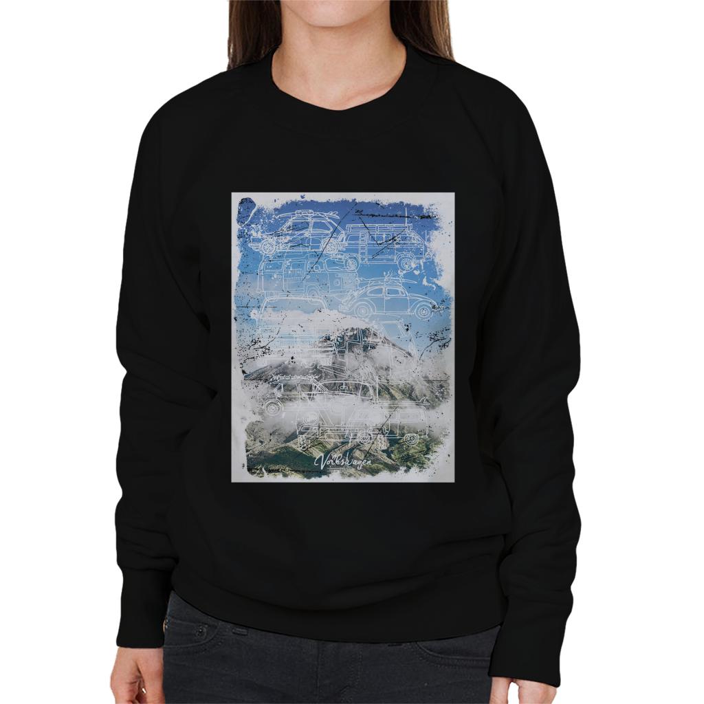 Volkswagen-Cars-Outline-In-The-Mountains-Womens-Sweatshirt