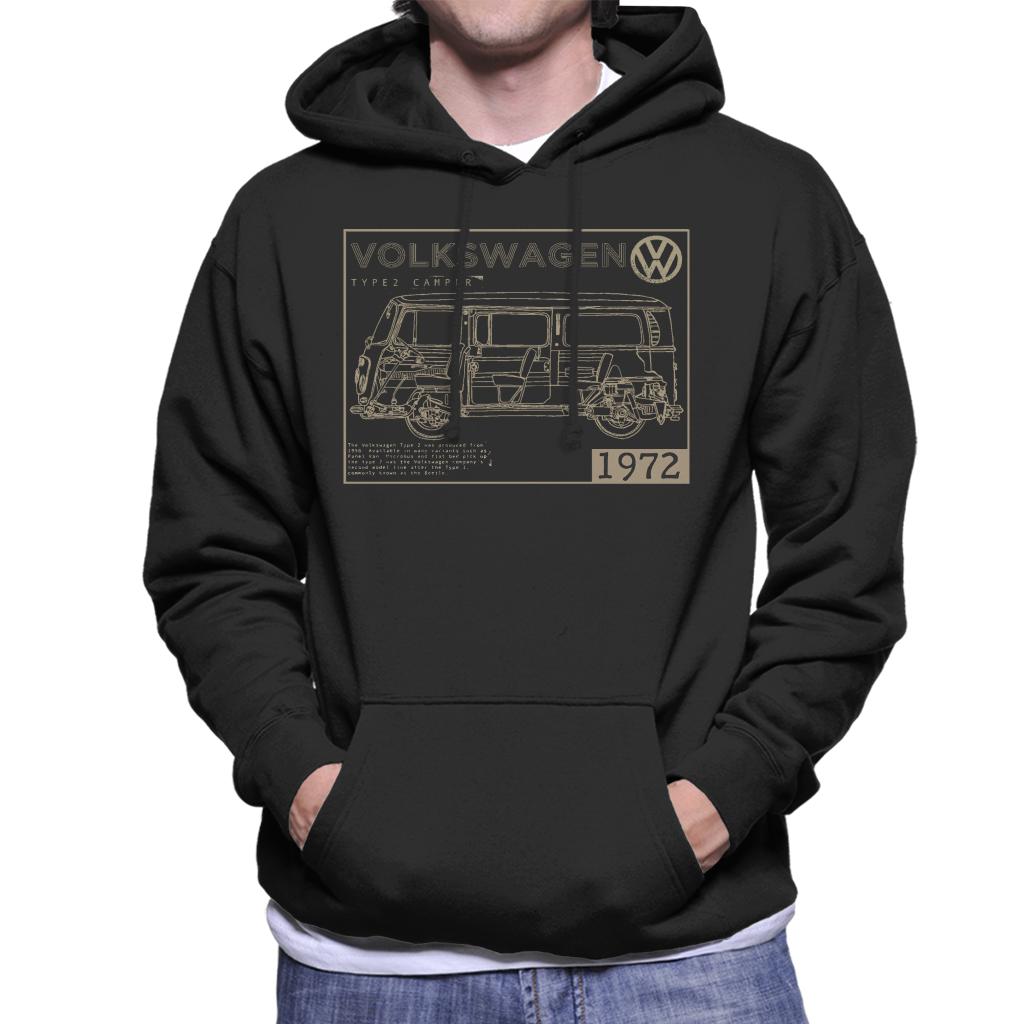 Volkswagen-Type-2-Camper-1972-Schematic-Light-Text-Mens-Hooded-Sweatshirt