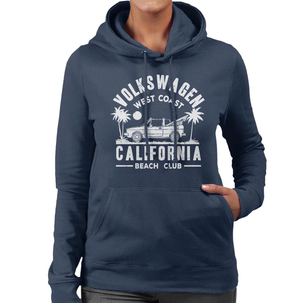 Volkswagen-Convertible-West-Coast-Of-California-Retro-White-Text-Womens-Hooded-Sweatshirt