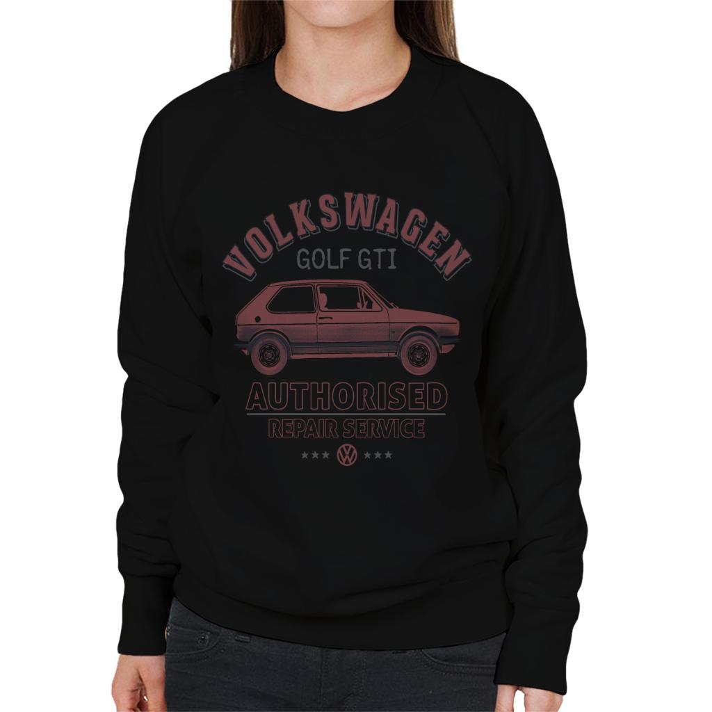 Volkswagen-Red-Golf-GTI-Authorised-Repair-Service-Womens-Sweatshirt