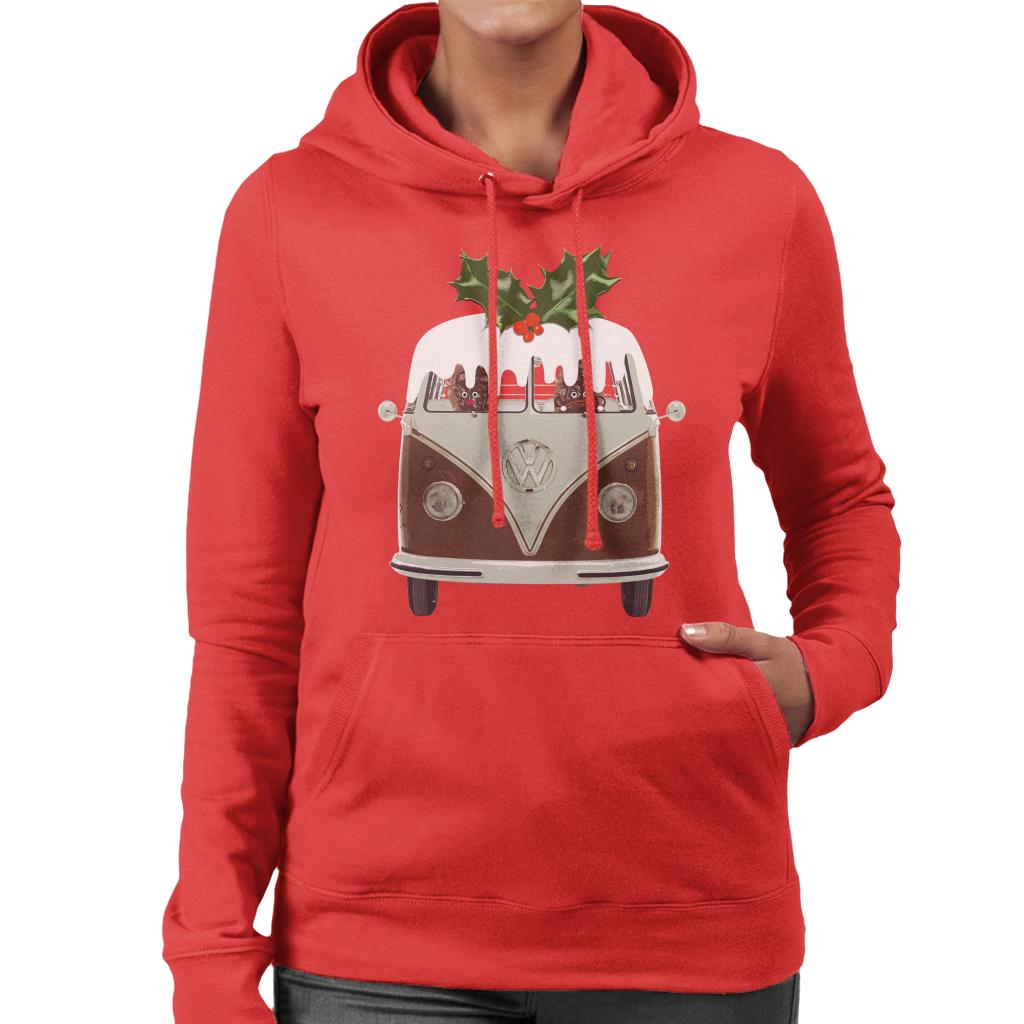 Volkswagen Christmas Camper Van Christmas Pudding Women's Hooded Sweatshirt-ALL + EVERY