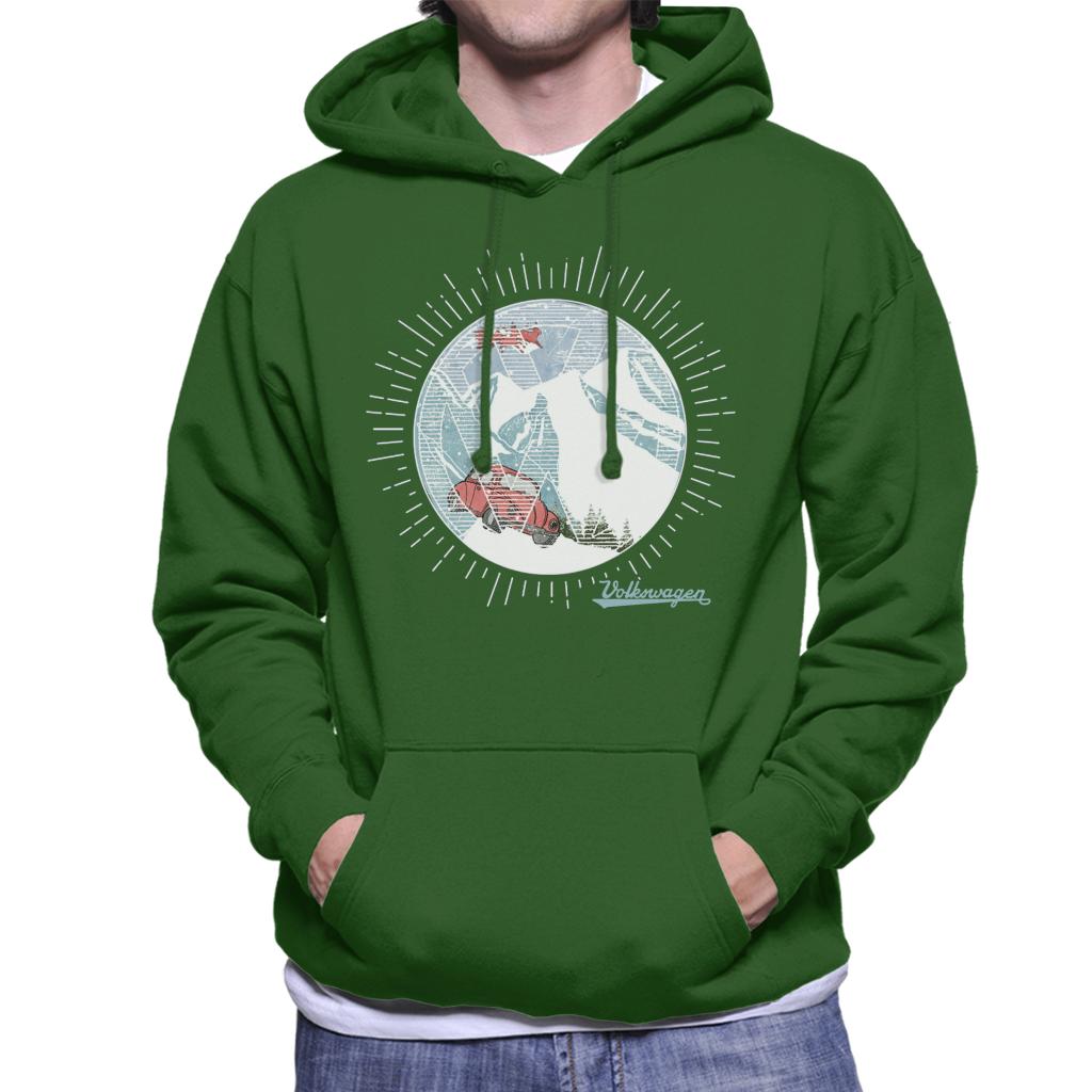 Volkswagen Christmas Beetle Snowy Mountains Men's Hooded Sweatshirt-ALL + EVERY