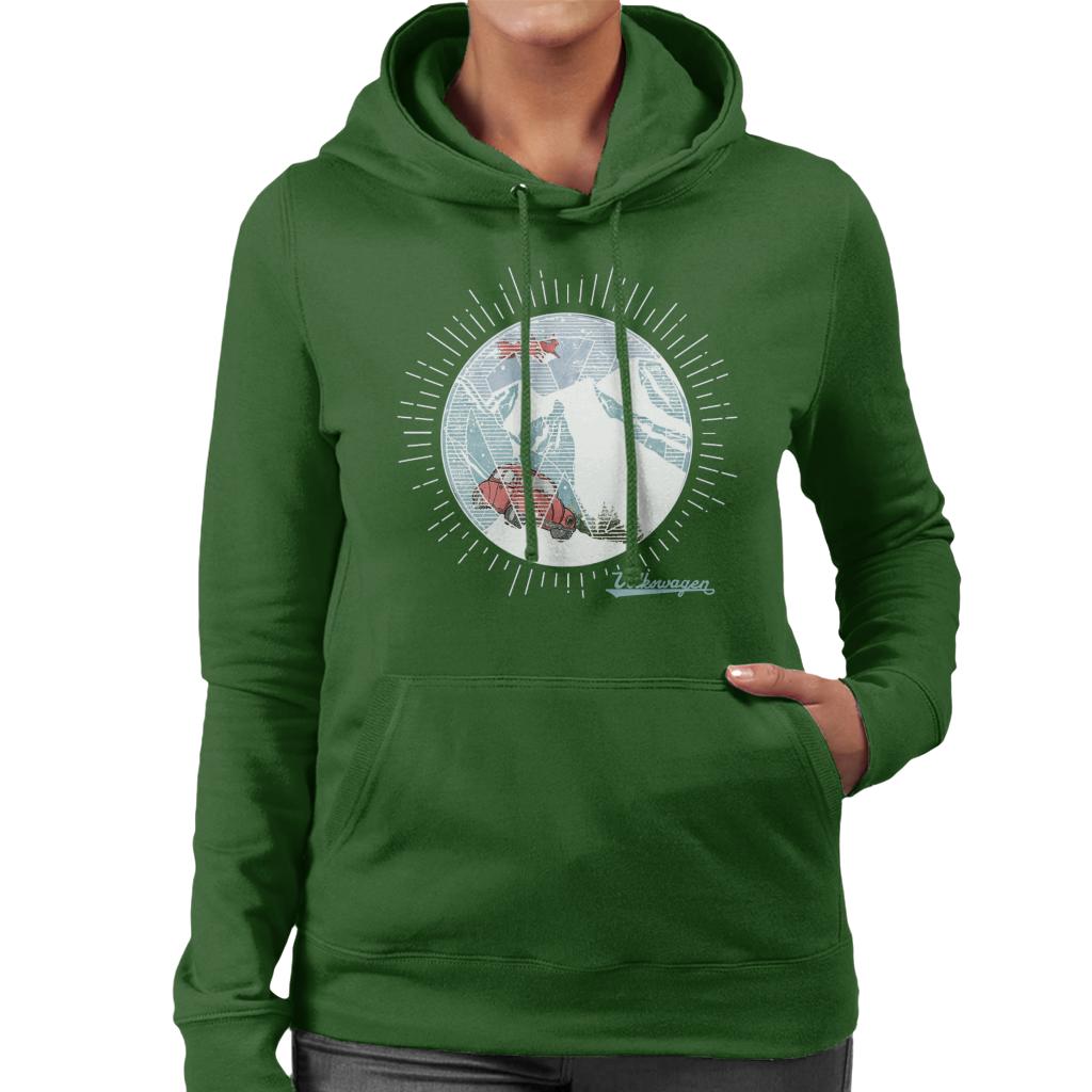 Volkswagen Christmas Beetle Snowy Mountains Women's Hooded Sweatshirt-ALL + EVERY