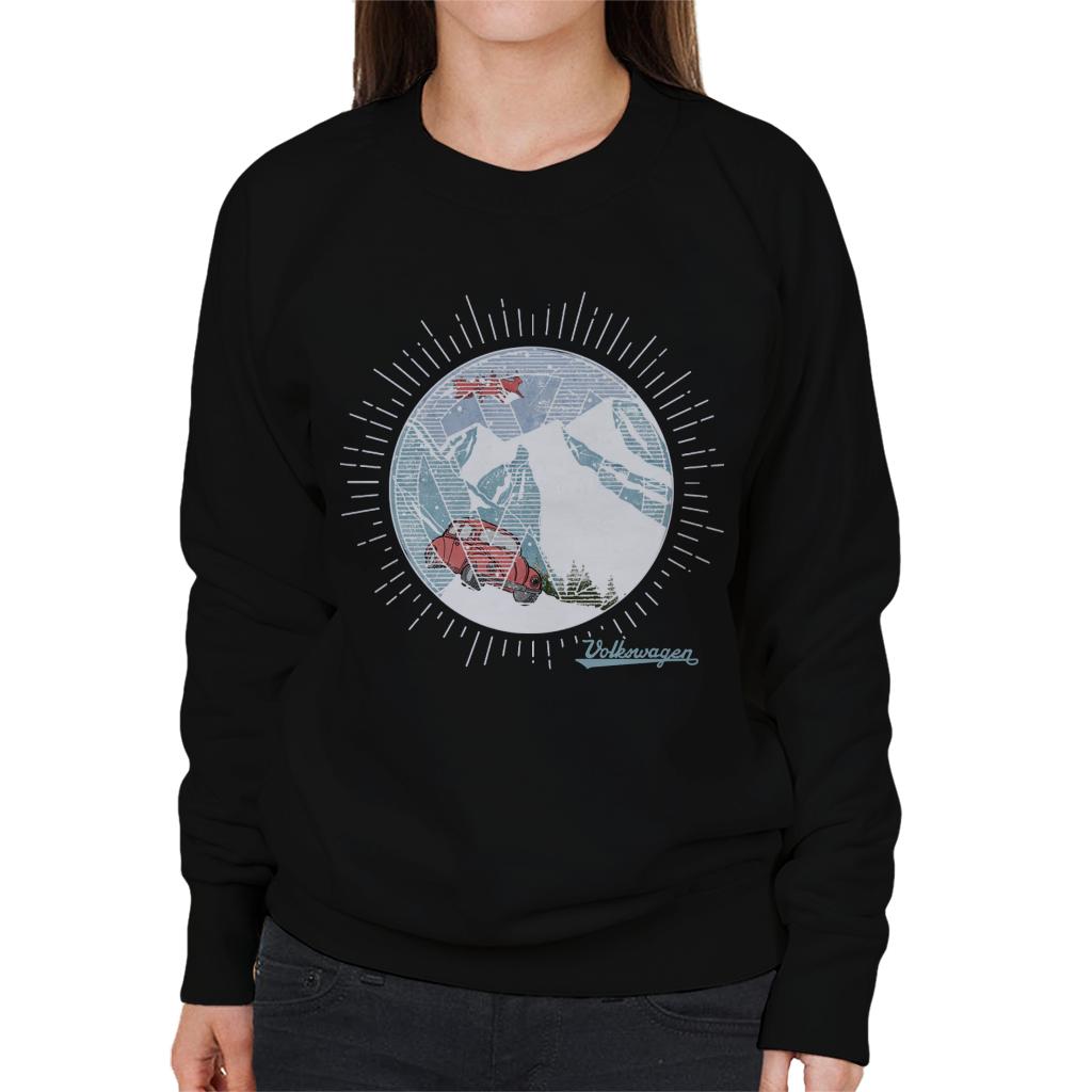 Volkswagen Christmas Beetle In The Festive Mountains Women's Sweatshirt-ALL + EVERY