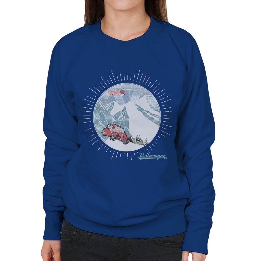 Volkswagen Christmas Beetle In The Festive Mountains Women's Sweatshirt-ALL + EVERY