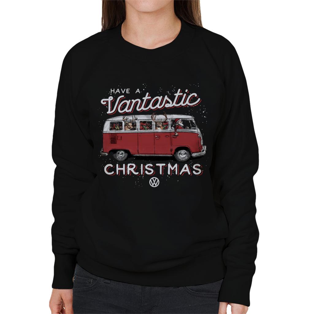 Volkswagen Christmas Camper Van Have A Vantastic Christmas Women's Sweatshirt-ALL + EVERY