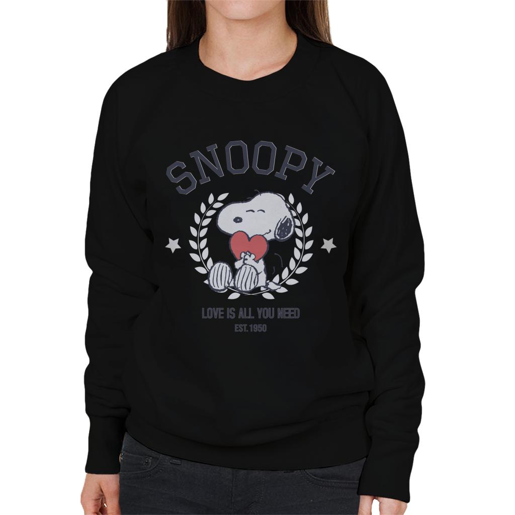 Peanuts Snoopy Love Is All You Need Est 1950 Women's Sweatshirt-ALL + EVERY