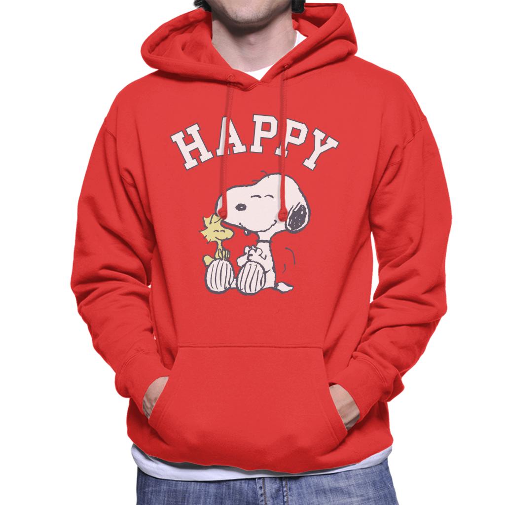 Peanuts Snoopy And Woodstock Happy Men's Hooded Sweatshirt-ALL + EVERY