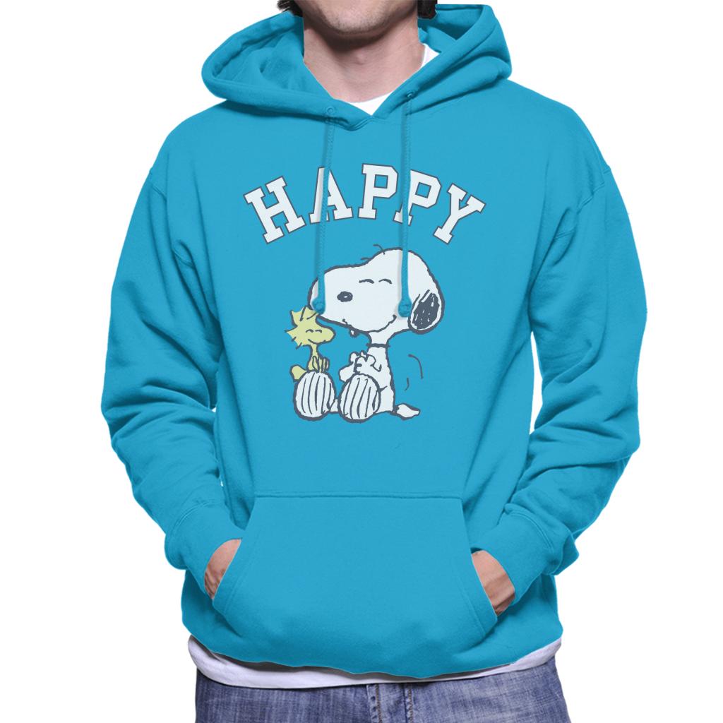 Peanuts Snoopy And Woodstock Happy Men's Hooded Sweatshirt-ALL + EVERY