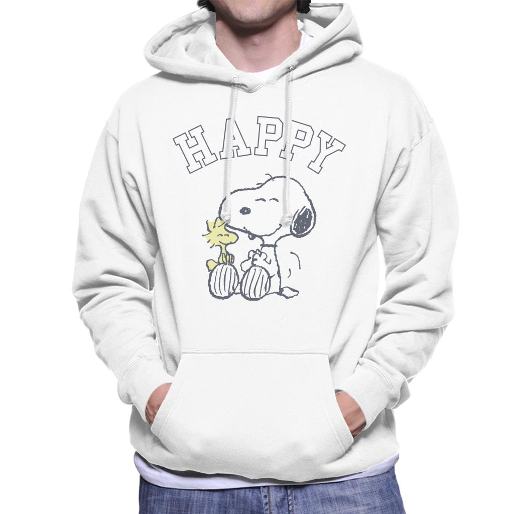 Peanuts Snoopy And Woodstock Happy Men's Hooded Sweatshirt-ALL + EVERY