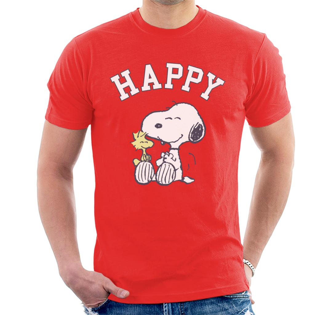 Peanuts Snoopy And Woodstock Happy Men's T-Shirt-ALL + EVERY